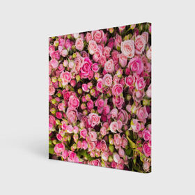 Холст квадратный с принтом Розовый рай в Кировске, 100% ПВХ |  | бутон | лепестки | роза | розовый | розочка | цветок | цветы
