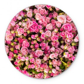 Коврик круглый с принтом Розовый рай в Кировске, резина и полиэстер | круглая форма, изображение наносится на всю лицевую часть | Тематика изображения на принте: бутон | лепестки | роза | розовый | розочка | цветок | цветы