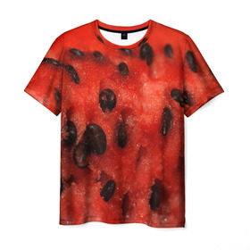 Мужская футболка 3D с принтом Арбуз 3 в Кировске, 100% полиэфир | прямой крой, круглый вырез горловины, длина до линии бедер | арбуз | еда | косточки | красный | растения | фрукты | ягода