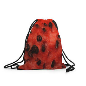 Рюкзак-мешок 3D с принтом Арбуз 3 в Кировске, 100% полиэстер | плотность ткани — 200 г/м2, размер — 35 х 45 см; лямки — толстые шнурки, застежка на шнуровке, без карманов и подкладки | Тематика изображения на принте: арбуз | еда | косточки | красный | растения | фрукты | ягода