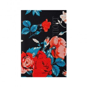 Обложка для паспорта матовая кожа с принтом Red roses в Кировске, натуральная матовая кожа | размер 19,3 х 13,7 см; прозрачные пластиковые крепления | 