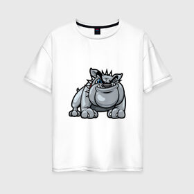 Женская футболка хлопок Oversize с принтом Бульдог в Кировске, 100% хлопок | свободный крой, круглый ворот, спущенный рукав, длина до линии бедер
 | босс | бульдог | собака