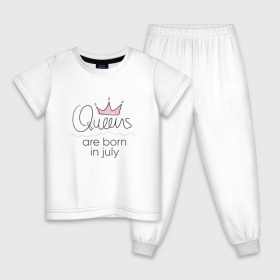 Детская пижама хлопок с принтом Королевы рождаются в июле в Кировске, 100% хлопок |  брюки и футболка прямого кроя, без карманов, на брюках мягкая резинка на поясе и по низу штанин
 | queen july