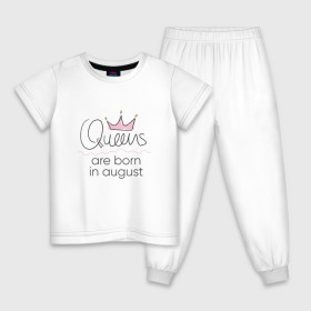 Детская пижама хлопок с принтом Королевы рождаются в августе в Кировске, 100% хлопок |  брюки и футболка прямого кроя, без карманов, на брюках мягкая резинка на поясе и по низу штанин
 | Тематика изображения на принте: queen august