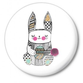 Значок с принтом Пасхальный кролик в Кировске,  металл | круглая форма, металлическая застежка в виде булавки | 