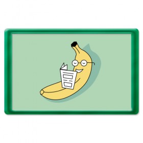 Магнит 45*70 с принтом Банан читает в Кировске, Пластик | Размер: 78*52 мм; Размер печати: 70*45 | 