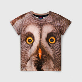 Детская футболка 3D с принтом Кофе в Кировске, 100% гипоаллергенный полиэфир | прямой крой, круглый вырез горловины, длина до линии бедер, чуть спущенное плечо, ткань немного тянется | Тематика изображения на принте: owl | мудрость | птица | сова | филин