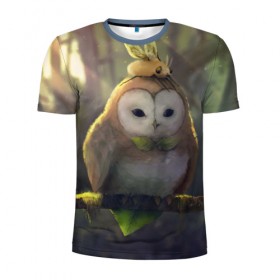 Мужская футболка 3D спортивная с принтом Волшебная Сова в Кировске, 100% полиэстер с улучшенными характеристиками | приталенный силуэт, круглая горловина, широкие плечи, сужается к линии бедра | owl | мудрость | птица | сова | филин