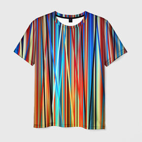 Мужская футболка 3D с принтом Colored stripes в Кировске, 100% полиэфир | прямой крой, круглый вырез горловины, длина до линии бедер | 3d | colored stripes | абстракция | другие | картинка | краски | линии | отблеск | полосы | прикольные | радуга | свет | цветные | яркие