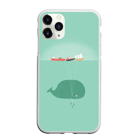 Чехол для iPhone 11 Pro Max матовый с принтом Кит с корабликами в Кировске, Силикон |  | кит | корабли | лодки | море | океан | шарики | якорь | якоря