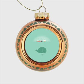 Стеклянный ёлочный шар с принтом Кит с корабликами в Кировске, Стекло | Диаметр: 80 мм | кит | корабли | лодки | море | океан | шарики | якорь | якоря