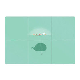 Магнитный плакат 3Х2 с принтом Кит с корабликами в Кировске, Полимерный материал с магнитным слоем | 6 деталей размером 9*9 см | кит | корабли | лодки | море | океан | шарики | якорь | якоря
