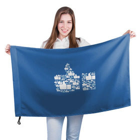 Флаг 3D с принтом Лайк в Кировске, 100% полиэстер | плотность ткани — 95 г/м2, размер — 67 х 109 см. Принт наносится с одной стороны | белый | вверх | лайк | лучшее | мне нравится | новинки | палец | популярное | рука | синий | цвет