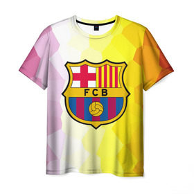 Мужская футболка 3D с принтом FCB в Кировске, 100% полиэфир | прямой крой, круглый вырез горловины, длина до линии бедер | fc barcelona | fcb | барса | барселона | болельщики | фанаты | футбол | футбольный клуб