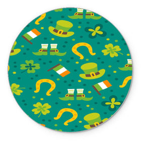 Коврик круглый с принтом День святого Патрика в Кировске, резина и полиэстер | круглая форма, изображение наносится на всю лицевую часть | зеленая | ирландия