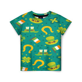 Детская футболка 3D с принтом День святого Патрика в Кировске, 100% гипоаллергенный полиэфир | прямой крой, круглый вырез горловины, длина до линии бедер, чуть спущенное плечо, ткань немного тянется | Тематика изображения на принте: зеленая | ирландия