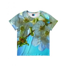 Детская футболка 3D с принтом Цветочки на дереве в Кировске, 100% гипоаллергенный полиэфир | прямой крой, круглый вырез горловины, длина до линии бедер, чуть спущенное плечо, ткань немного тянется | 3d | flower | весна | другие | красивые цветы | лето | поле | полевой цветок | прикольные | природа | текстуры | цветочки | цветы