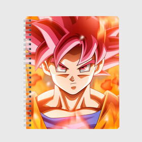 Тетрадь с принтом Dragon ball super goku в Кировске, 100% бумага | 48 листов, плотность листов — 60 г/м2, плотность картонной обложки — 250 г/м2. Листы скреплены сбоку удобной пружинной спиралью. Уголки страниц и обложки скругленные. Цвет линий — светло-серый
 | Тематика изображения на принте: dragon ball | super goku