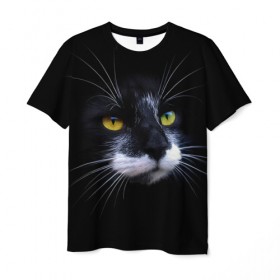 Мужская футболка 3D с принтом Кот в Кировске, 100% полиэфир | прямой крой, круглый вырез горловины, длина до линии бедер | животные | кот | котик | милый котик | прикольные картинки