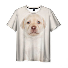 Мужская футболка 3D с принтом Лабрадор в Кировске, 100% полиэфир | прямой крой, круглый вырез горловины, длина до линии бедер | dog | labrador | puppy | порода | собака | собачка | щенок