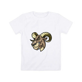 Детская футболка хлопок с принтом Овен в Кировске, 100% хлопок | круглый вырез горловины, полуприлегающий силуэт, длина до линии бедер | Тематика изображения на принте: баран | босс | животное | монстр | овен