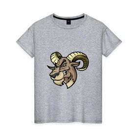 Женская футболка хлопок с принтом Овен в Кировске, 100% хлопок | прямой крой, круглый вырез горловины, длина до линии бедер, слегка спущенное плечо | баран | босс | животное | монстр | овен