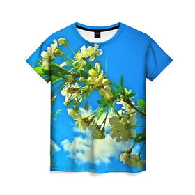 Женская футболка 3D с принтом Вишня в Кировске, 100% полиэфир ( синтетическое хлопкоподобное полотно) | прямой крой, круглый вырез горловины, длина до линии бедер | 3d | весна | другие | красивые цветы | лето | поле | полевой цветок | прикольные | природа | текстуры | цветочки | цветы