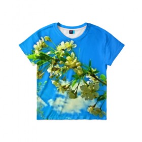 Детская футболка 3D с принтом Вишня в Кировске, 100% гипоаллергенный полиэфир | прямой крой, круглый вырез горловины, длина до линии бедер, чуть спущенное плечо, ткань немного тянется | 3d | весна | другие | красивые цветы | лето | поле | полевой цветок | прикольные | природа | текстуры | цветочки | цветы