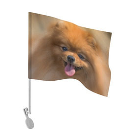 Флаг для автомобиля с принтом Милашка в Кировске, 100% полиэстер | Размер: 30*21 см | dog | пес | померанский | собака | шпиц | щеночек