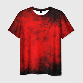 Мужская футболка 3D с принтом Grunge red в Кировске, 100% полиэфир | прямой крой, круглый вырез горловины, длина до линии бедер | watercolor | абстракция красок | акварель | брызги красок | живопись | краска | потертость красок