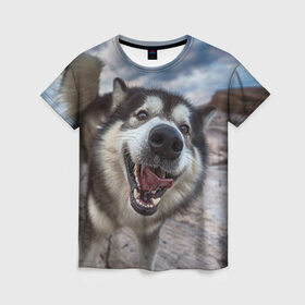 Женская футболка 3D с принтом Smile в Кировске, 100% полиэфир ( синтетическое хлопкоподобное полотно) | прямой крой, круглый вырез горловины, длина до линии бедер | dog | лабрадор | мопс | пес | собака | такса | хаски | щеночек