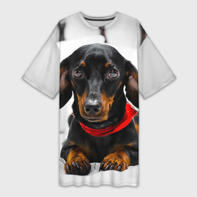 Платье-футболка 3D с принтом Пёсик в Кировске,  |  | dog | пес | собака | такса | щеночек
