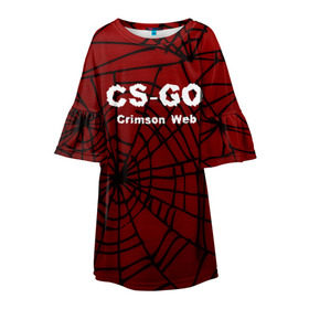Детское платье 3D с принтом CS:GO Crimson Web в Кировске, 100% полиэстер | прямой силуэт, чуть расширенный к низу. Круглая горловина, на рукавах — воланы | 3d | awp | counter strike | crimson web | game | skin | авп | игры | линии | прикольные | скин | текстуры