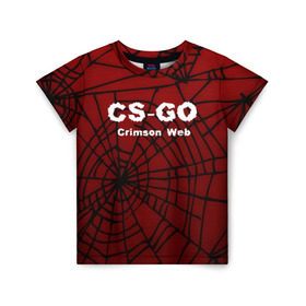 Детская футболка 3D с принтом CS:GO Crimson Web в Кировске, 100% гипоаллергенный полиэфир | прямой крой, круглый вырез горловины, длина до линии бедер, чуть спущенное плечо, ткань немного тянется | 3d | awp | counter strike | crimson web | game | skin | авп | игры | линии | прикольные | скин | текстуры