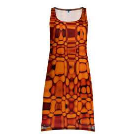 Платье-майка 3D с принтом Апельсиновая абстракция в Кировске, 100% полиэстер | полуприлегающий силуэт, широкие бретели, круглый вырез горловины, удлиненный подол сзади. | 