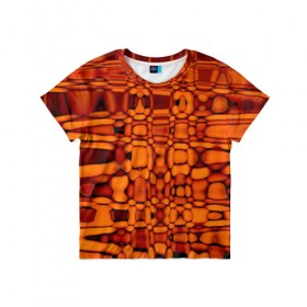Детская футболка 3D с принтом Апельсиновая абстракция в Кировске, 100% гипоаллергенный полиэфир | прямой крой, круглый вырез горловины, длина до линии бедер, чуть спущенное плечо, ткань немного тянется | 