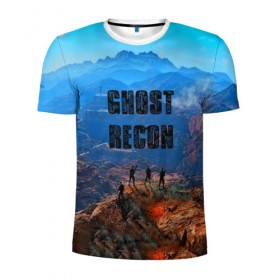 Мужская футболка 3D спортивная с принтом Ghost Recon в Кировске, 100% полиэстер с улучшенными характеристиками | приталенный силуэт, круглая горловина, широкие плечи, сужается к линии бедра | online | отряд призрак | том клэнси