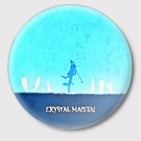 Значок с принтом CRYSTAL MAIDEN в Кировске,  металл | круглая форма, металлическая застежка в виде булавки | Тематика изображения на принте: 3d | blue | crystal maiden | defense of the ancients | dota 2 | ice | minimalism | rylai crestfal | sheron1030 | valve | арт | дота | дота 2 | другие | картинка | прикольные | рулайка | яркие