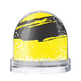 Водяной шар с принтом Чёрно-жёлтый в Кировске, Пластик | Изображение внутри шара печатается на глянцевой фотобумаге с двух сторон | краски | мазок