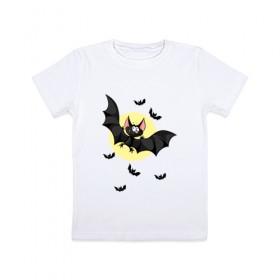 Детская футболка хлопок с принтом Мышка в Кировске, 100% хлопок | круглый вырез горловины, полуприлегающий силуэт, длина до линии бедер | вампир | дракула | лето | луна | монстр | мышка | мышь