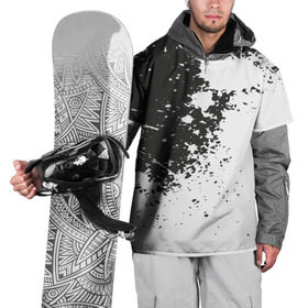 Накидка на куртку 3D с принтом Чёрное-белое в Кировске, 100% полиэстер |  | Тематика изображения на принте: гранж | краска | пятна