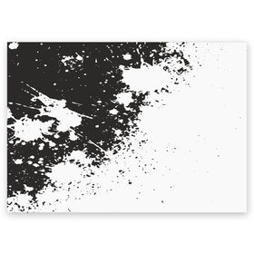 Поздравительная открытка с принтом Чёрное-белое в Кировске, 100% бумага | плотность бумаги 280 г/м2, матовая, на обратной стороне линовка и место для марки
 | гранж | краска | пятна