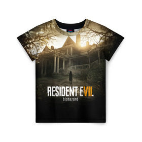 Детская футболка 3D с принтом Resident Evil в Кировске, 100% гипоаллергенный полиэфир | прямой крой, круглый вырез горловины, длина до линии бедер, чуть спущенное плечо, ткань немного тянется | horror | jovovich | milla | zombie | вирус | зло | зомби | йовович | милла | обитель | ужас
