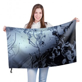Флаг 3D с принтом Abstraction Smoke в Кировске, 100% полиэстер | плотность ткани — 95 г/м2, размер — 67 х 109 см. Принт наносится с одной стороны | дым | серый