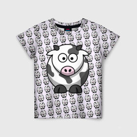 Детская футболка 3D с принтом Коровки в Кировске, 100% гипоаллергенный полиэфир | прямой крой, круглый вырез горловины, длина до линии бедер, чуть спущенное плечо, ткань немного тянется | Тематика изображения на принте: animals | cow | животные | корова