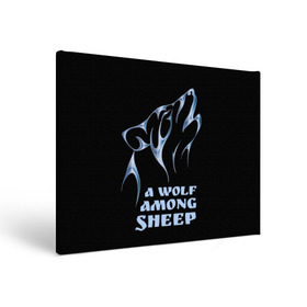 Холст прямоугольный с принтом Волк среди овец в Кировске, 100% ПВХ |  | wolf among sheep | татуировка | хищник