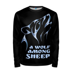 Мужской лонгслив 3D с принтом Волк среди овец в Кировске, 100% полиэстер | длинные рукава, круглый вырез горловины, полуприлегающий силуэт | wolf among sheep | татуировка | хищник