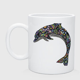 Кружка с принтом Дельфин в Кировске, керамика | объем — 330 мл, диаметр — 80 мм. Принт наносится на бока кружки, можно сделать два разных изображения | дельфин | животное