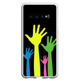 Чехол для Samsung Galaxy S10 с принтом Руки вверх! в Кировске, Силикон | Область печати: задняя сторона чехла, без боковых панелей | Тематика изображения на принте: светящиеся | флуоресцентный | флюр | флюровый