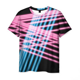 Мужская футболка 3D с принтом Неон в Кировске, 100% полиэфир | прямой крой, круглый вырез горловины, длина до линии бедер | Тематика изображения на принте: линии | полосы | светящиеся | флуоресцентный | флюр | флюровый